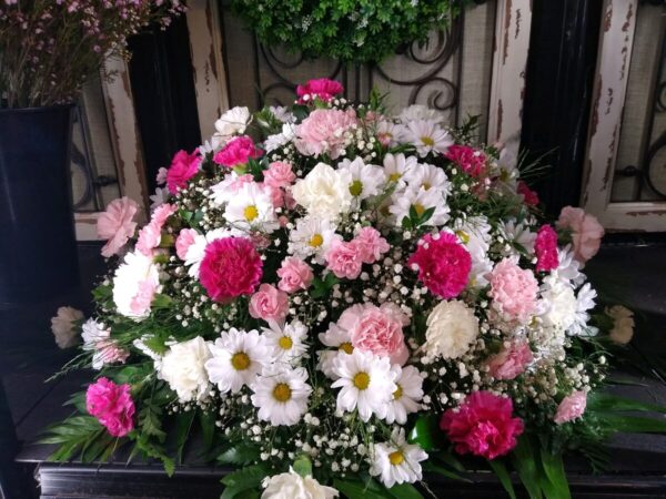 PINK AND WHITE CASKET SPRAY
